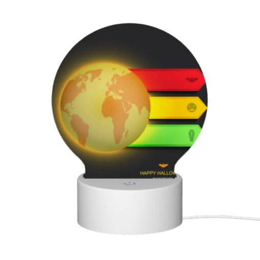 Round Acrylic Night Light, A Colorful Graphic Of A Globe With A Bat Symbol On It. -Nuas Diy Shop af6fddaecdaa17ecbe6c128c0c6c53544baa8c75