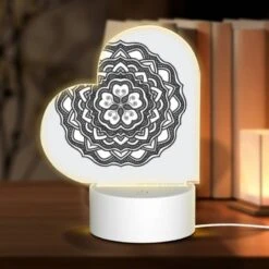 Love Acrylic Night Light, A Black And White Drawing Of A Flower.