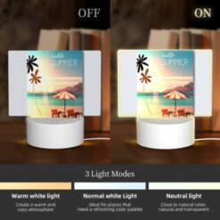 Rectangular Acrylic Night Light, A Colorful Beach Scene With A Sun Umbrella And Two Chairs. -Nuas Diy Shop b000549714718b84cdaa530699f1f0b16736f374