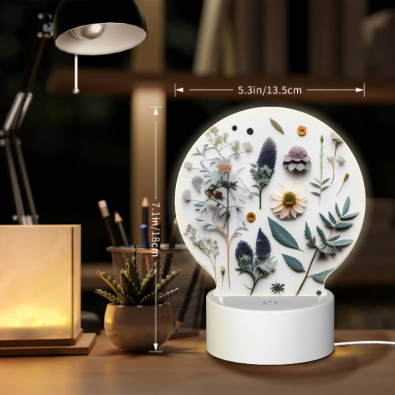 Round Acrylic Night Light, A collection of different flowers and plants. Round Acrylic Night Light, A Collection Of Different Flowers And Plants. -Nuas Diy Shop b085667d3bc499bab6adb873f532e69df7a84e08