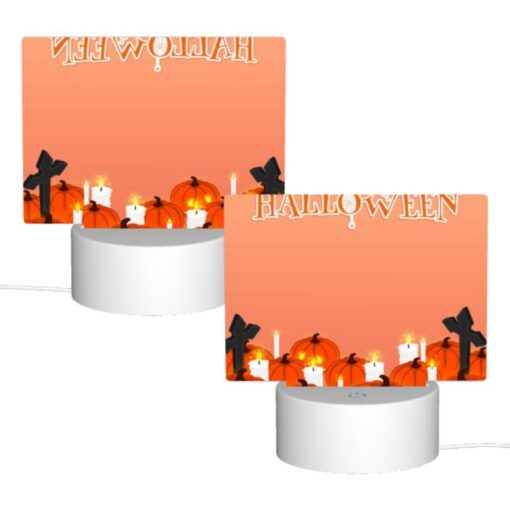 Rectangular Acrylic Night Light, A Halloween Scene With Lit Candles And Pumpkins. -Nuas Diy Shop b0b51e1d72410bc568c9dc671a2b4e9a72f37c40