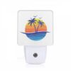 Night Light, A Blue And Orange Logo Of A Beach With Palm Trees. -Nuas Diy Shop b0b72ab52aeffe0f14c2831c4652b27db81a4053