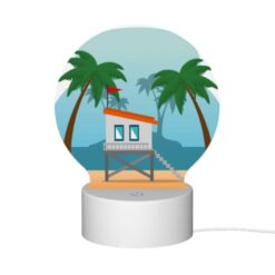 Round Acrylic Night Light, A Small White House With A Red Roof Is Situated On A Sandy Beach. -Nuas Diy Shop b0c3cd4511f3bebe193a9e9b28b76c6892f8d12f