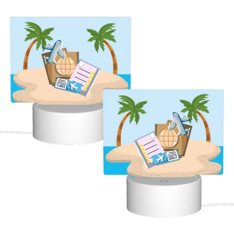 Rectangular Acrylic Night Light, A collection of travel documents and a suitcase are placed on a sandy beach. Rectangular Acrylic Night Light, A Collection Of Travel Documents And A Suitcase Are Placed On A Sandy Beach. -Nuas Diy Shop b0ff09afbb8d6efe20bd2269a7a1c391ea89a7a3