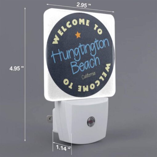 Night Light, A Blue And White Sign That Says Welcome To Huntington Beach. -Nuas Diy Shop b279fe355e5a53bca535b3688ba90e30d416eb67