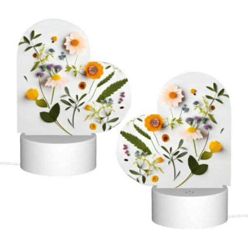 Love Acrylic Night Light, A Collection Of Flowers And Leaves On A White Background. -Nuas Diy Shop b27cbaad47682e53566cc73c5464caa968aff772