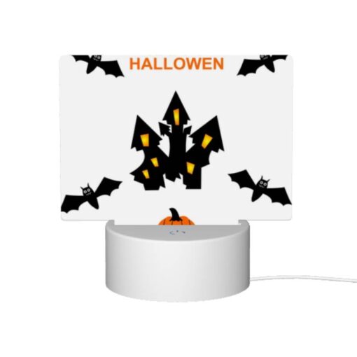 Rectangular Acrylic Night Light, A Halloween Themed Image With A Pumpkin And Bats. -Nuas Diy Shop b2f03b595868f96824580a247162834c63d7ce25