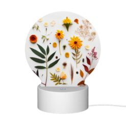 Round Acrylic Night Light, A Variety Of Flowers And Leaves Are Arranged On A White Surface. -Nuas Diy Shop b39fd9c3009ded1035d7e7c6b685620642ab5746