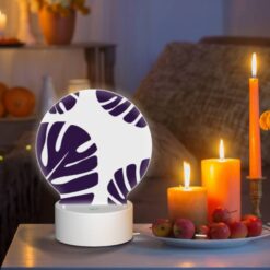 Round Acrylic Night Light, A Pattern Of Leaves On A White Background. -Nuas Diy Shop b3c2129d1772f13f8d5d5b4028e3f3485c000183