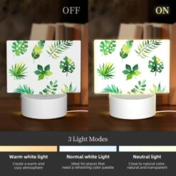 Rectangular Acrylic Night Light, A Collection Of Green Leaves And Plants. -Nuas Diy Shop b3eddcd7b8f453f5c7eae196f59198a0a1370865