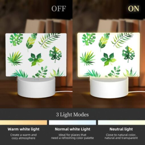 Rectangular Acrylic Night Light, A Collection Of Green Leaves And Plants. -Nuas Diy Shop b3eddcd7b8f453f5c7eae196f59198a0a1370865