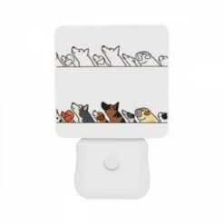 Night Light Set Of 2, A Line Of Dogs And A Cat Are Shown In A Cartoon Drawing. -Nuas Diy Shop b401d6921840dc74c19311a15de264aafd479cc8