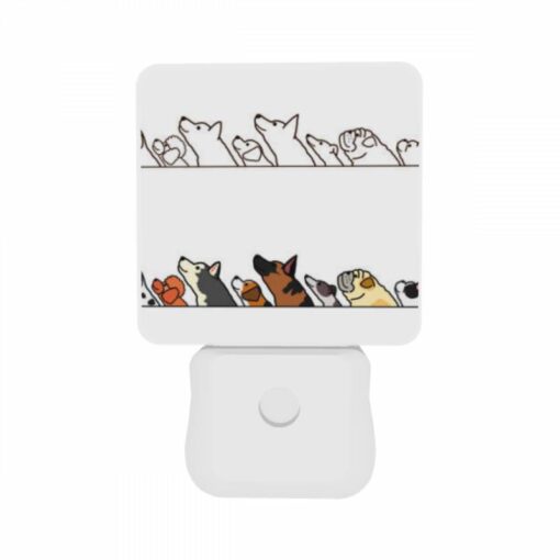 Night Light Set Of 2, A Line Of Dogs And A Cat Are Shown In A Cartoon Drawing. -Nuas Diy Shop b401d6921840dc74c19311a15de264aafd479cc8
