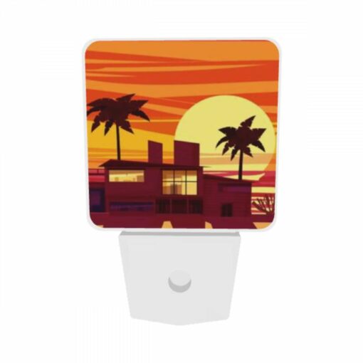 Night Light Set Of 2, A House With A Sunset In The Background. -Nuas Diy Shop b4b4ad17ebac936a7e43af28135bc774161a5ebd