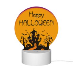 Round Acrylic Night Light, A Purple Background With A Happy Halloween Sign. -Nuas Diy Shop b4b75e9215c982a7a77e9c07a9e58f6fb2c280d2