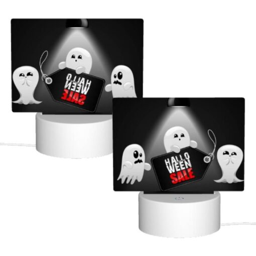 Rectangular Acrylic Night Light, A Ghost Holding A Halloween Sale Sign. -Nuas Diy Shop b4c30dec6c48625d0aeae62762beea53abd5e45b