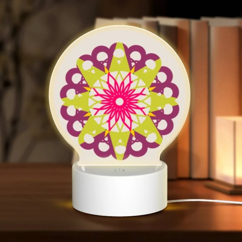 Round Acrylic Night Light, A colorful flower with a yellow center and pink petals. Round Acrylic Night Light, A Colorful Flower With A Yellow Center And Pink Petals. -Nuas Diy Shop b4d92bb94e8cbf4a5bb946731f6b4c9b50611111