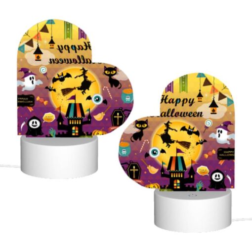 Love Acrylic Night Light, A Colorful Poster With Halloween Decorations And A Witch On A Broom. -Nuas Diy Shop b51481100632dd06e259faa42ddec3b8ed9b4a90