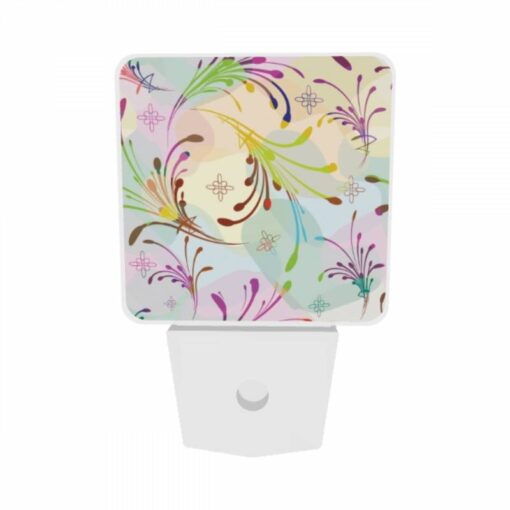 Night Light Set Of 2, A Colorful Floral Pattern With A Variety Of Colors And Shapes. -Nuas Diy Shop b515e8615308f147c4e6347021f9046dab2bbc04