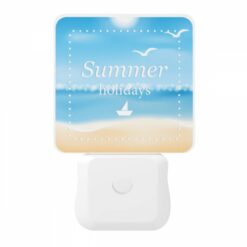 Night Light, A Blue And White Sign That Says "Summer Holidays" With A Sailboat On The Beach. -Nuas Diy Shop b5acf163df0f7c1f1a5c73add932a65c948dca0b