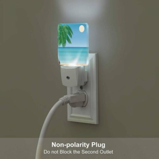 Night Light, A Palm Tree Is On A Beach With A Blue Sky And A Moon In The Background. -Nuas Diy Shop b5fd194fcc4308892d30d4298a08e403793ab1b2