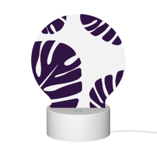 Round Acrylic Night Light, A Pattern Of Leaves On A White Background. -Nuas Diy Shop b641c31ca9e8f357fa9c30ca7488c6b7a10c79c2