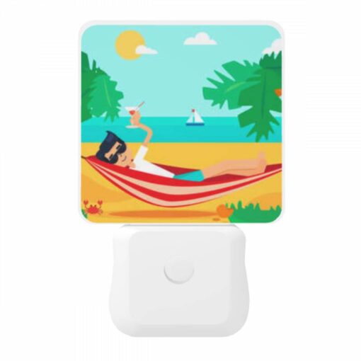 Night Light, A Man Is Sitting On A Beach Chair -Nuas Diy Shop b6479174c99f97259849a6847363cee437953896