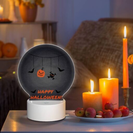 Round Acrylic Night Light, A Halloween Decoration With A Pumpkin And A Bat. -Nuas Diy Shop b66902e4ff4dcdace8c26250e8792f518c6722c5