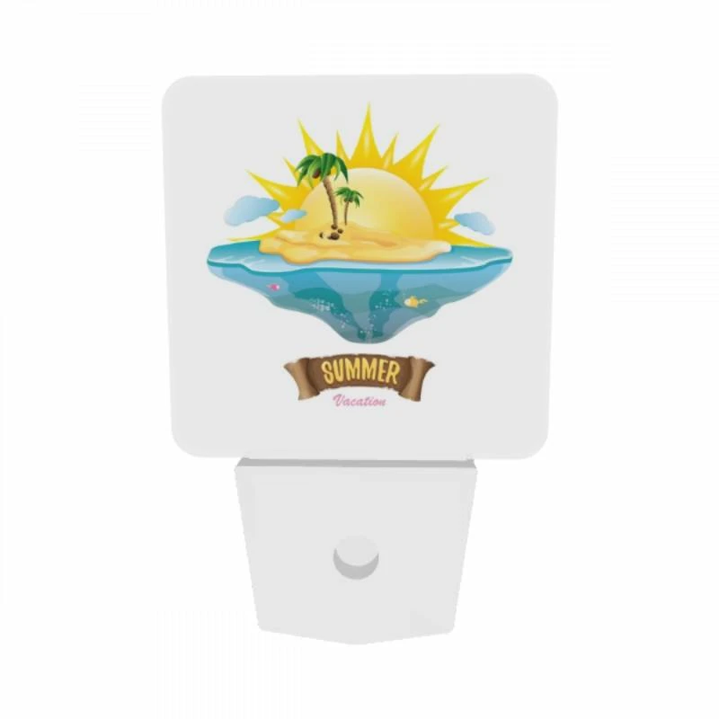 Night Light Set of 2, A sunny beach with a palm tree and a yellow sun. Night Light Set Of 2, A Sunny Beach With A Palm Tree And A Yellow Sun. -Nuas Diy Shop b6bec8a7fc69e1ee91700a3f14822336e2a5d56b