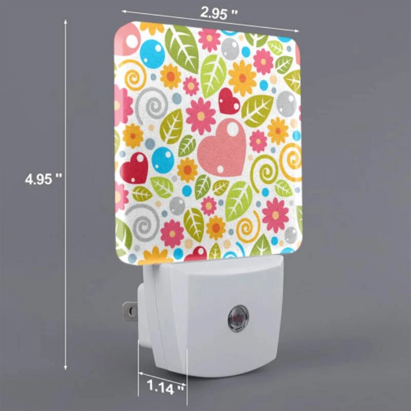 Night Light, A colorful floral pattern with hearts and leaves. Night Light, A Colorful Floral Pattern With Hearts And Leaves. -Nuas Diy Shop b7153411655f917f42357dd5b323c94325ce22e7