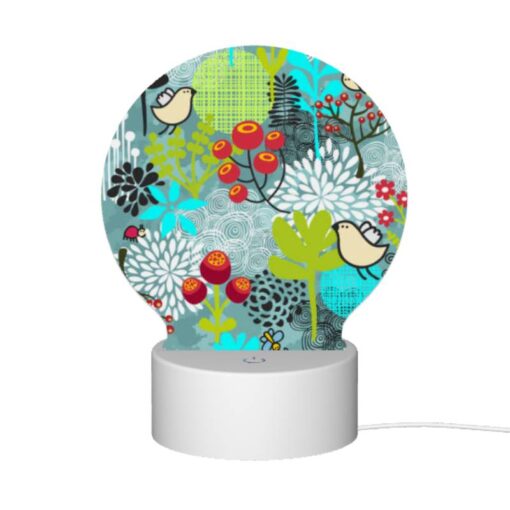 Round Acrylic Night Light, A Colorful Floral Pattern With Birds And Bees. -Nuas Diy Shop b75c99fbeec1d0abf33ffd0b550b292d630e9fca