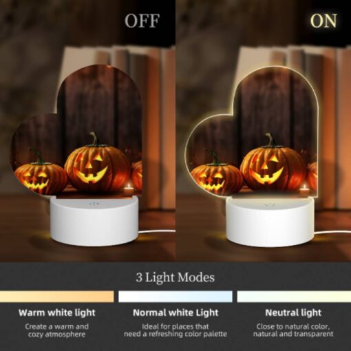 Love Acrylic Night Light, Three Pumpkins With Lit Candles In Them -Nuas Diy Shop b79986177382c2d40760a04f64c3a36f87204277