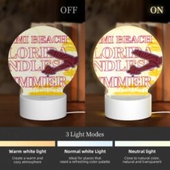 Round Acrylic Night Light, A Plane Is Flying Over A Beach With The Words "Miami Beach Florida" Written On It. -Nuas Diy Shop b79c131578da006bc83ef9feeb49d838904219f2
