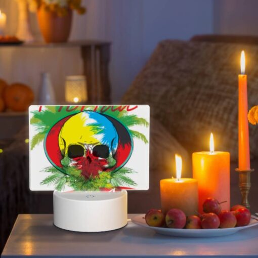 Rectangular Acrylic Night Light, A Colorful Skull And Palm Tree Logo For The Florida Beach Club. -Nuas Diy Shop b7d4b79c6d02251d5790709afb993963c468d667