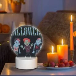 Round Acrylic Night Light, Three Zombie Characters Are Shown In A Black And White Image. -Nuas Diy Shop b855d68265fdd76a69bf4d3aea4d645b6f6c9de2