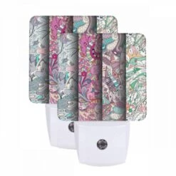 Night Light Set Of 2, Three Colorful And Intricate Designs Are Displayed Side By Side.