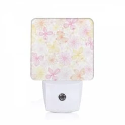 Night Light, A Pink And Yellow Flower Pattern.
