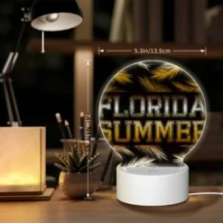 Round Acrylic Night Light, A Black And Yellow Sign That Says Florida Summer. 7 Round Acrylic Night Light, A Black And Yellow Sign That Says Florida Summer. -Nuas Diy Shop b8ff03edc09706241c7f544fd71b708c0452ee9a