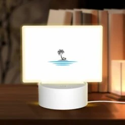 Rectangular Acrylic Night Light, A Simple Logo Of A Palm Tree On A Beach.