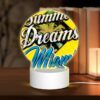 Round Acrylic Night Light, A Yellow And Blue Sign That Says "Summer Dreams Miami Beach". -Nuas Diy Shop b9837fa8bd531dc11fe4d7e89998eb24f7cb6991