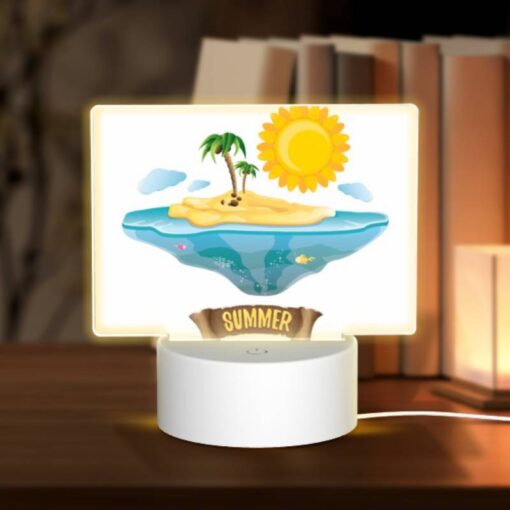 Rectangular Acrylic Night Light, A Cartoon Of A Tropical Island With A Sun And Palm Trees. -Nuas Diy Shop ba04c14b6ed07e0bf3271bd72f3b3c50b4f5aeb7
