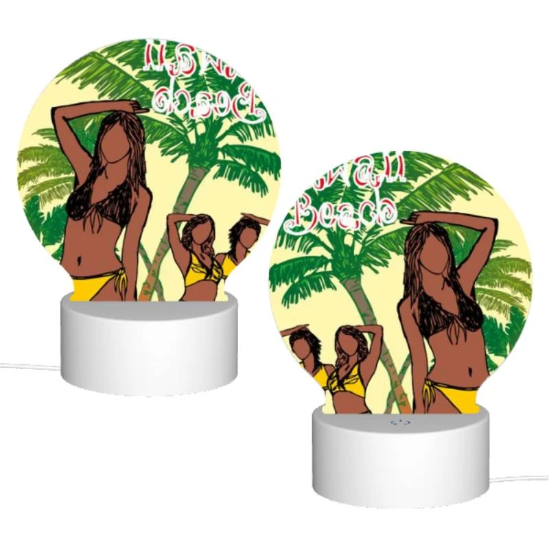 Round Acrylic Night Light, Two women are posing for a picture on a beach. Round Acrylic Night Light, Two Women Are Posing For A Picture On A Beach. -Nuas Diy Shop ba3d8e7e4657f044dc339aafd6168b719e15b2ff