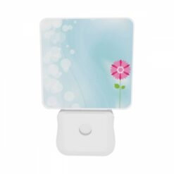 Night Light Set Of 2, A Single Pink Flower Stands Out Against A Blue Background. -Nuas Diy Shop ba424e907b307367946ef0b348b2462d2d1d115c