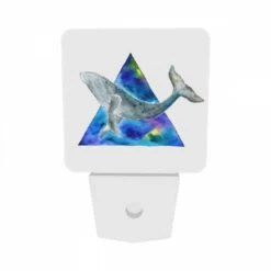 Night Light Set Of 2, A Blue And White Whale Is Shown In A Triangle Shape. -Nuas Diy Shop babeca2ac44efd7df96831067b01d5ba16f555c3
