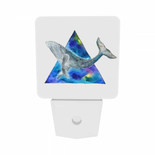 Night Light Set Of 2, A Blue And White Whale Is Shown In A Triangle Shape. -Nuas Diy Shop babeca2ac44efd7df96831067b01d5ba16f555c3