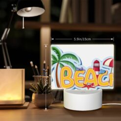 Rectangular Acrylic Night Light, A Colorful Cartoon Of A Beach With A Lighthouse And Palm Trees. -Nuas Diy Shop bb43c42357a96c9442b2f0e57e01d2f2492a3c08