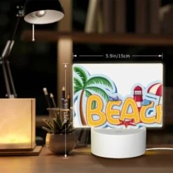 Rectangular Acrylic Night Light, A Colorful Cartoon Of A Beach With A Lighthouse And Palm Trees. -Nuas Diy Shop bb43c42357a96c9442b2f0e57e01d2f2492a3c08