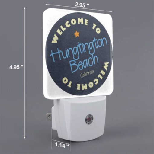 Night Light Set Of 2, A Blue And White Sign That Says Welcome To Huntington Beach. -Nuas Diy Shop bbcdc2f58fa81c86518de20cfe72f18eb34e4c0e