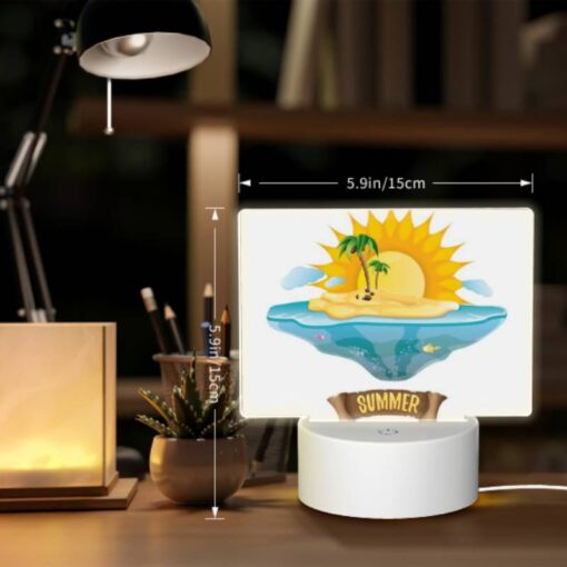 Rectangular Acrylic Night Light, A Cartoon Of A Sunny Beach With A Palm Tree And A Sun. -Nuas Diy Shop bc1a2ae094ac3af2b747e2757c2234865ad64a58