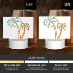 Rectangular Acrylic Night Light, A Drawing Of A Palm Tree With A Yellow And Orange Color Scheme. -Nuas Diy Shop bc8493382b9680db2b23d67e62181b01531db835
